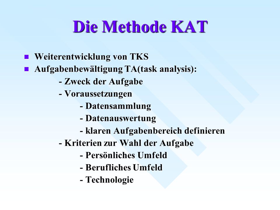 Die Methode KAT Weiterentwicklung von TKS