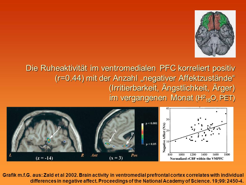 Die Ruheaktivität im ventromedialen PFC korreliert positiv (r=0