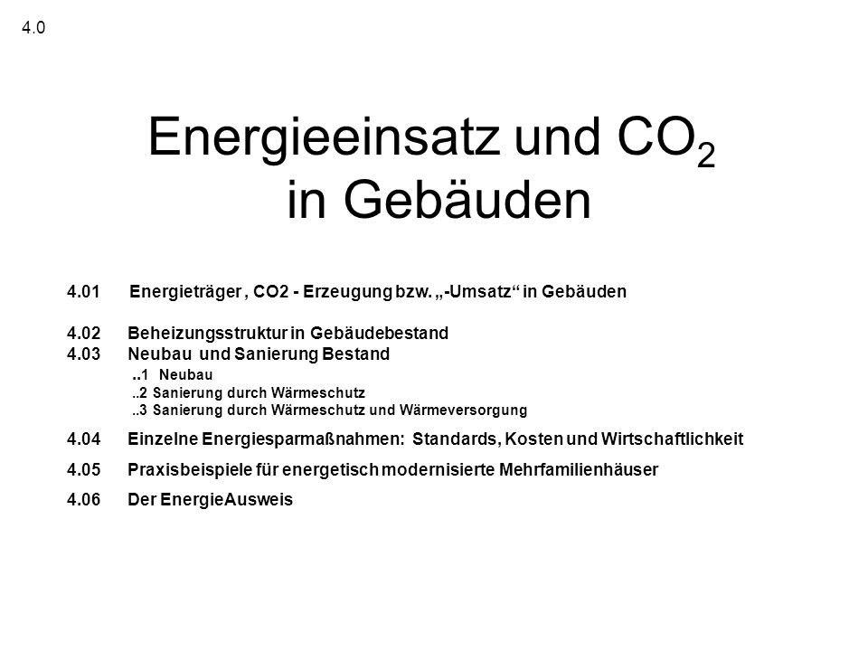 Energieeinsatz und CO2 in Gebäuden