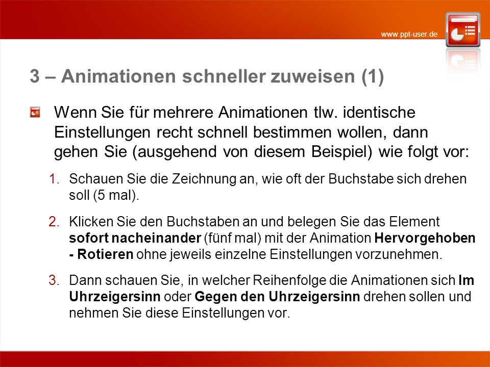 3 – Animationen schneller zuweisen (1)