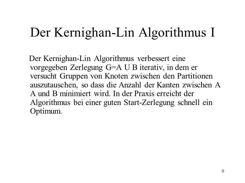 Der Kernighan-Lin Algorithmus I