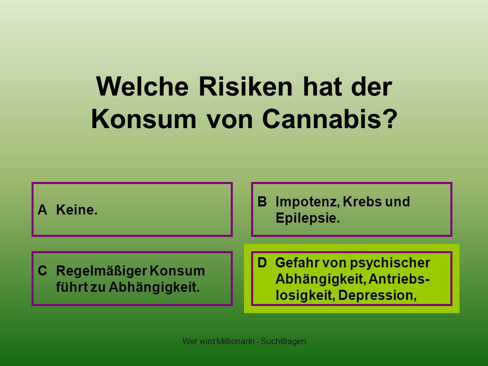 Welche Risiken hat der Konsum von Cannabis