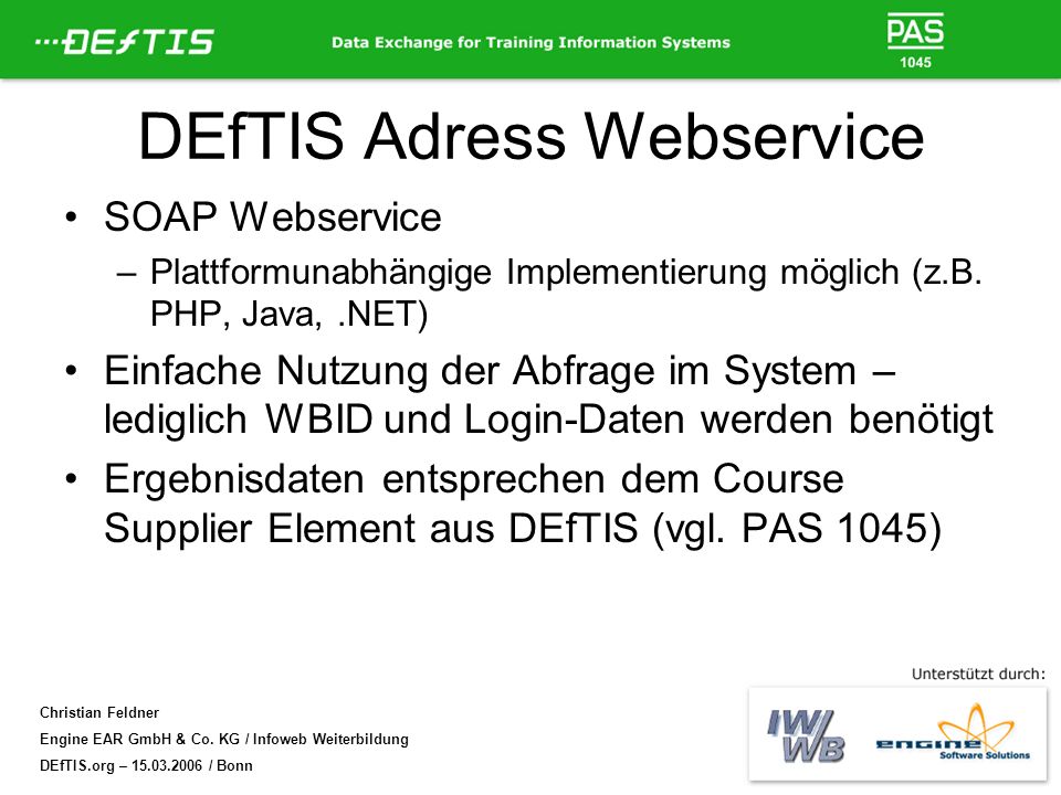 DEfTIS Adress Webservice