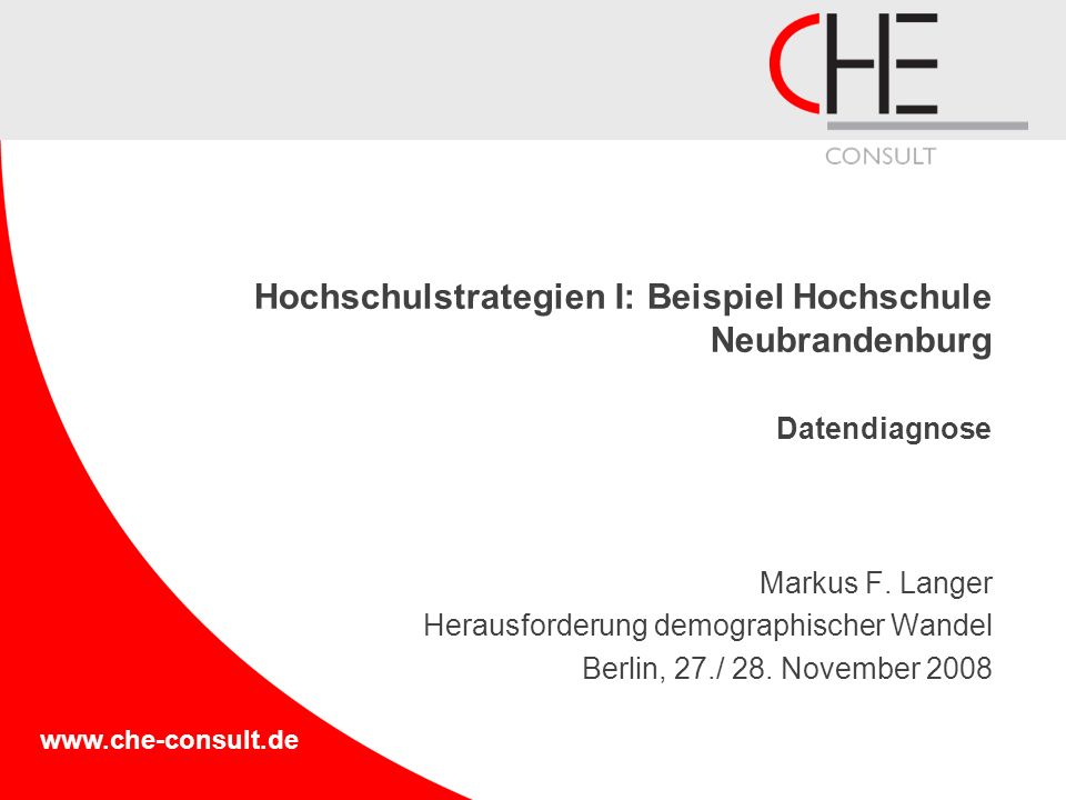 Hochschulstrategien I: Beispiel Hochschule Neubrandenburg Datendiagnose