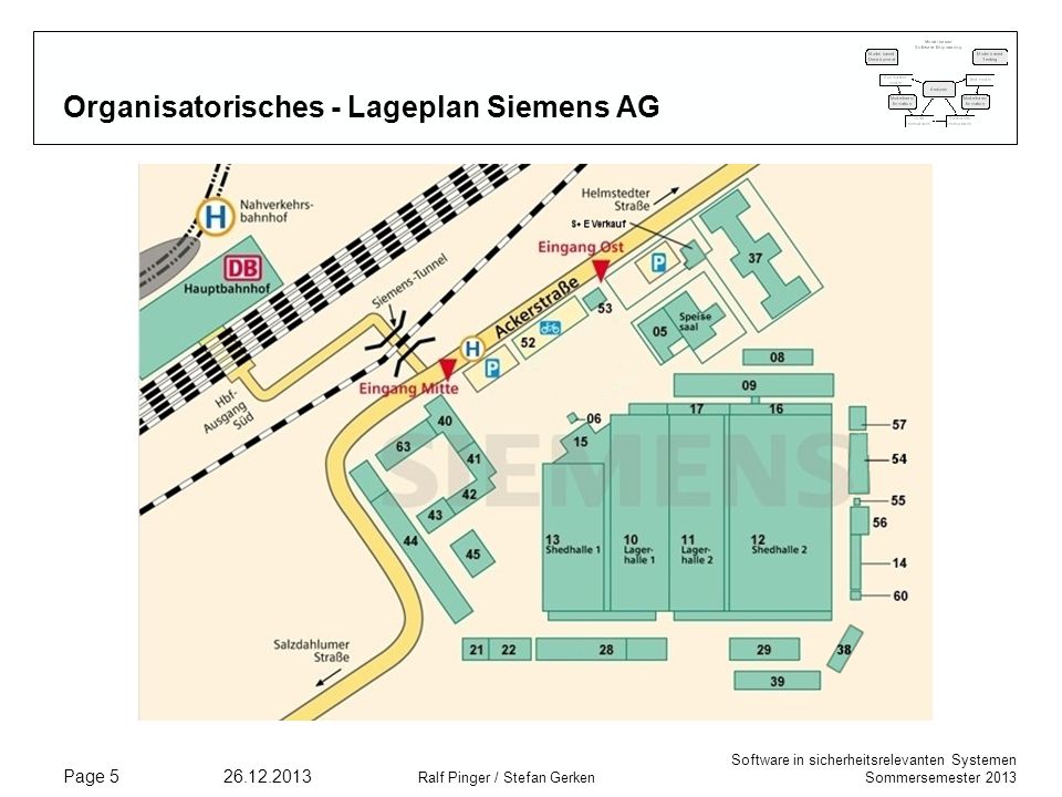 Organisatorisches - Lageplan Siemens AG