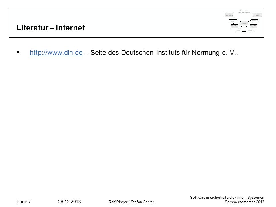 Literatur – Internet   – Seite des Deutschen Instituts für Normung e. V