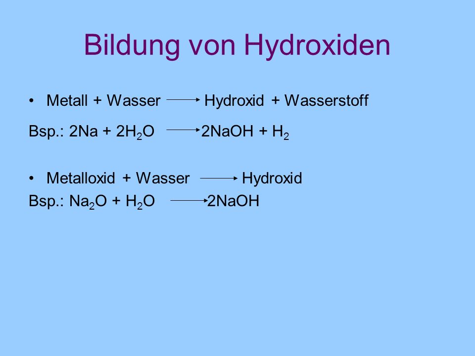Bildung von Hydroxiden