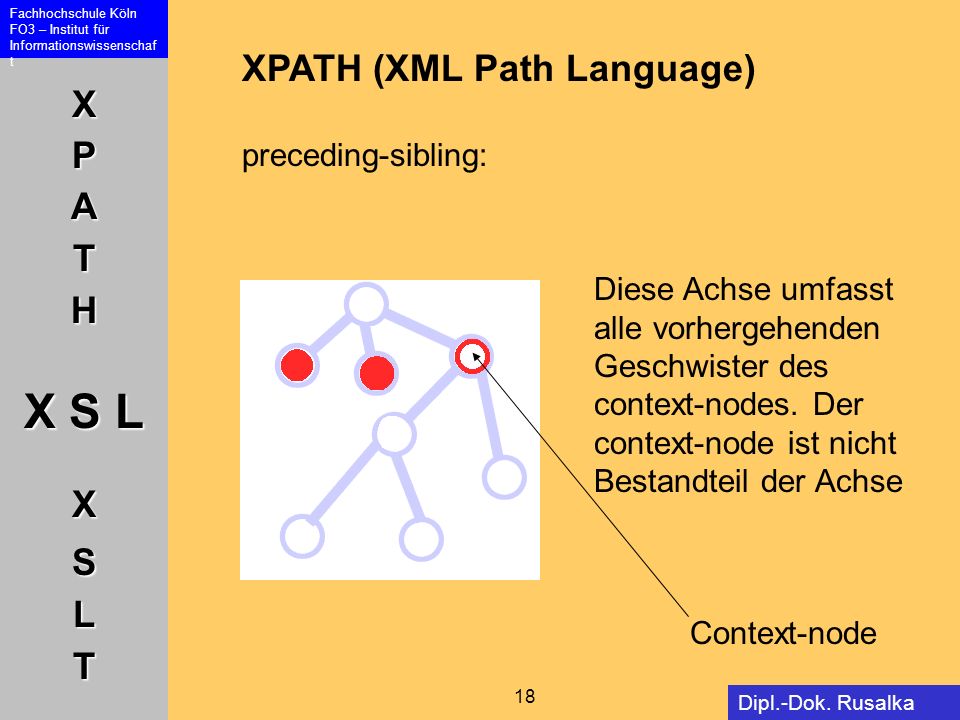 XPATH (XML Path Language) preceding-sibling: