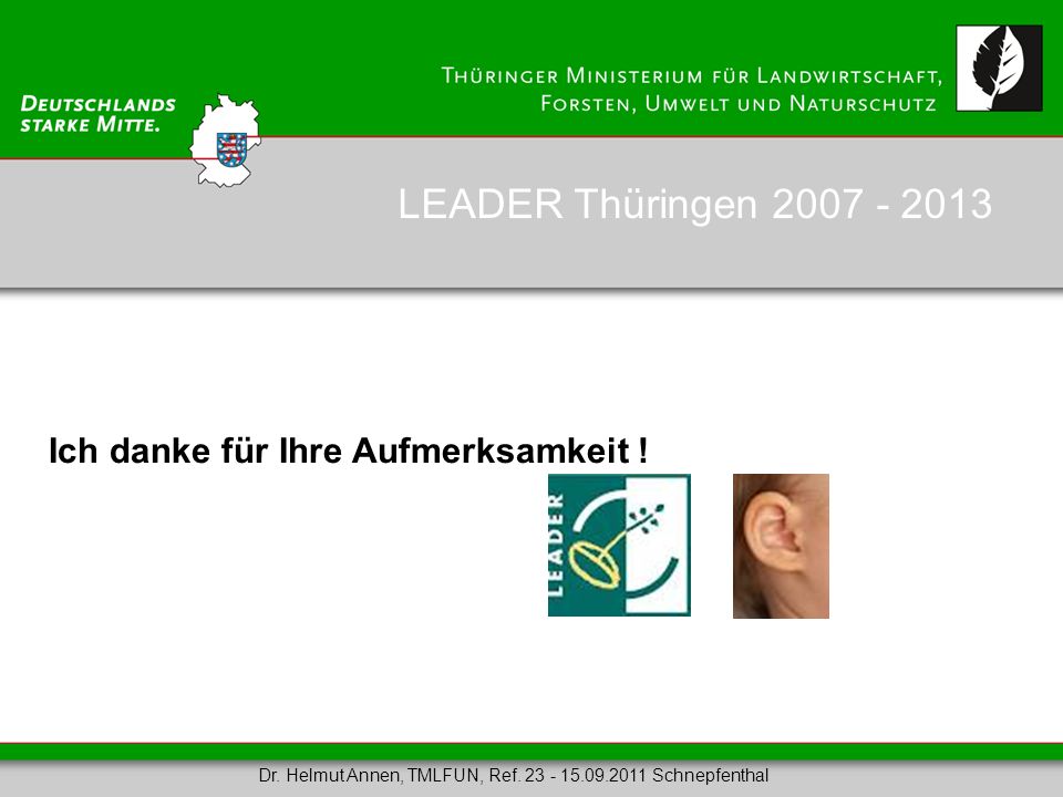 LEADER Thüringen Ich danke für Ihre Aufmerksamkeit !