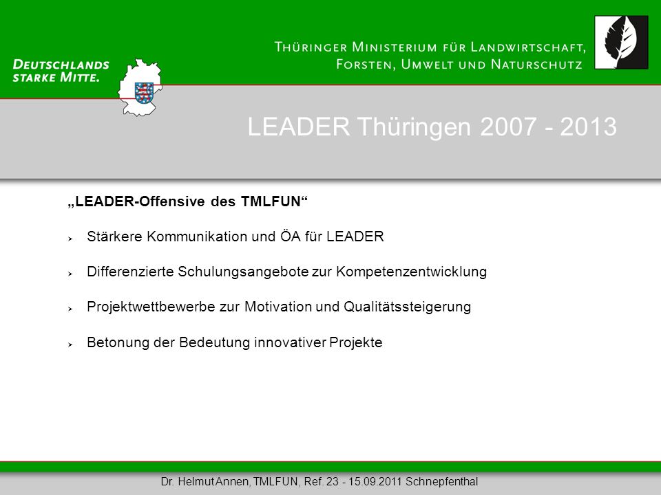 LEADER Thüringen „LEADER-Offensive des TMLFUN