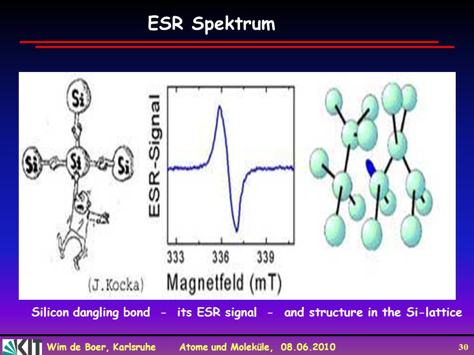 ESR Spektrum Silicon dangling bond - its ESR signal - and structure in the Si-lattice