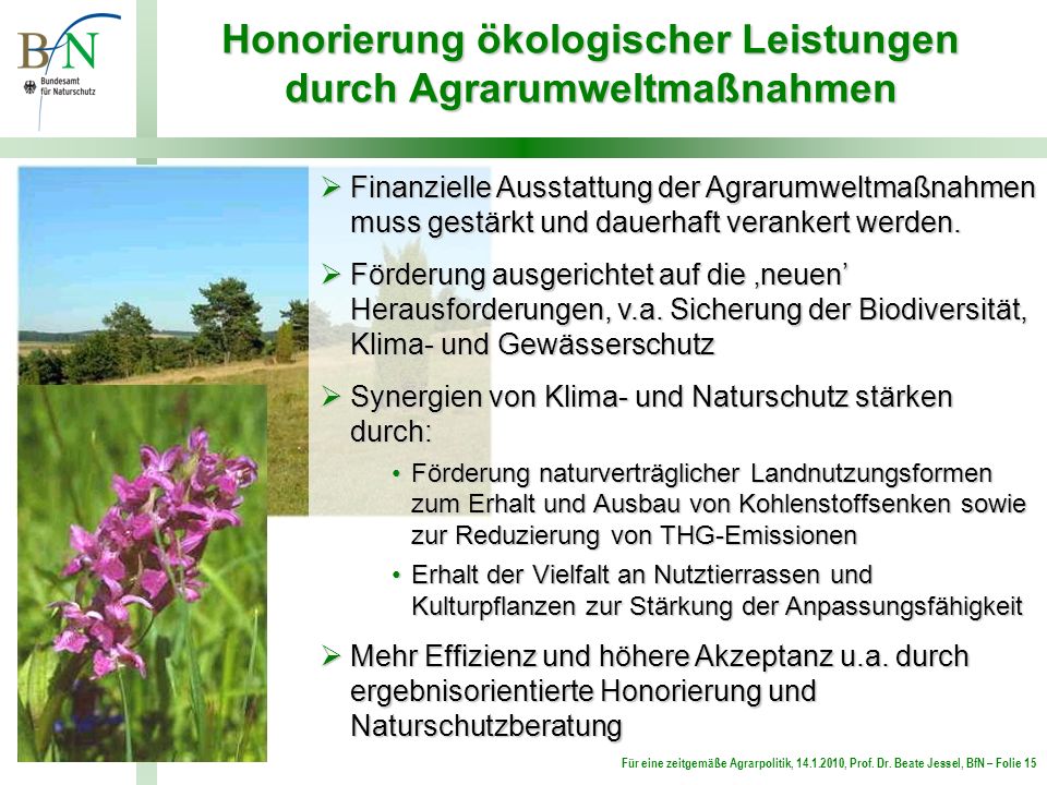 Honorierung ökologischer Leistungen durch Agrarumweltmaßnahmen
