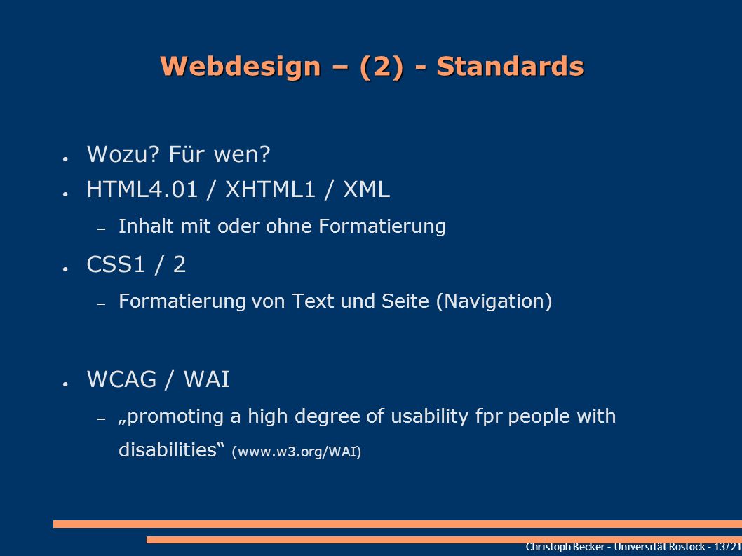 Webdesign – (2) - Standards