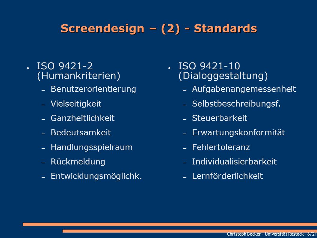 Screendesign – (2) - Standards