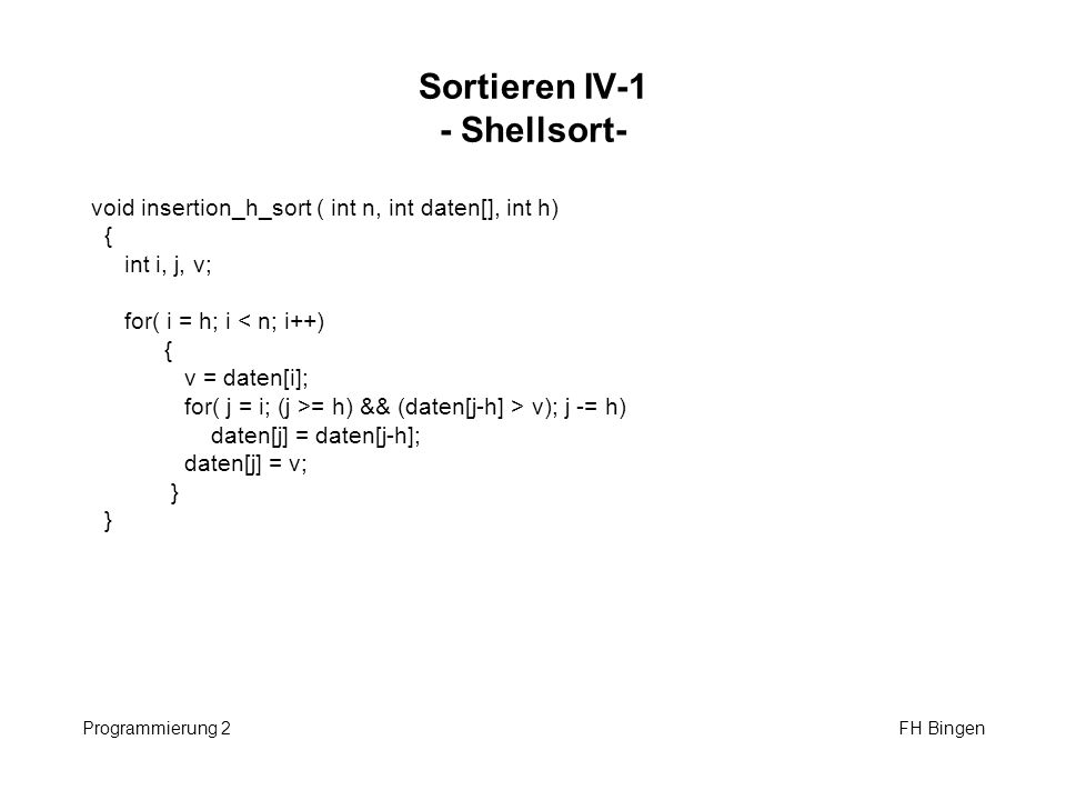 Sortieren IV-1 - Shellsort-