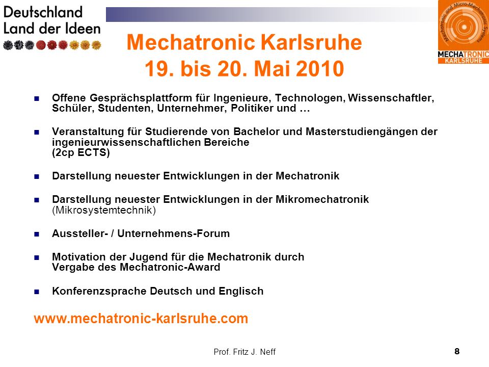 Mechatronic Karlsruhe 19. bis 20. Mai 2010