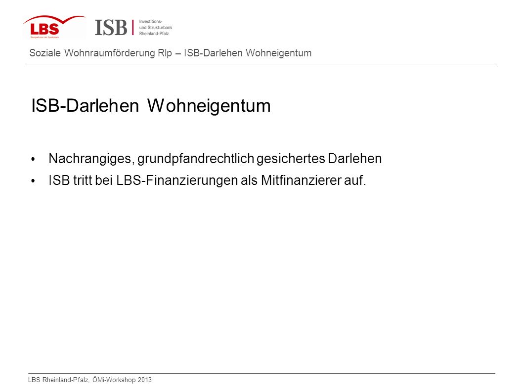 ISB-Darlehen Wohneigentum