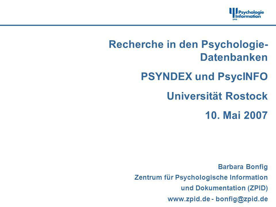 Recherche in den Psychologie-Datenbanken PSYNDEX und PsycINFO
