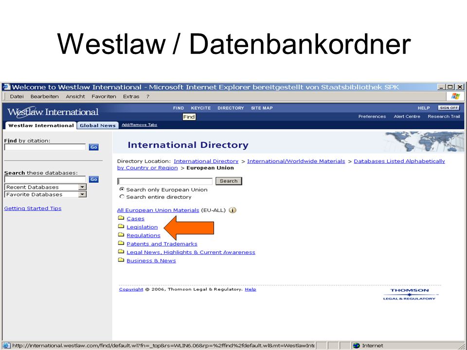 Westlaw / Datenbankordner