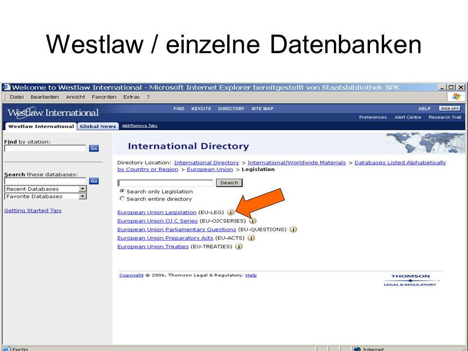 Westlaw / einzelne Datenbanken