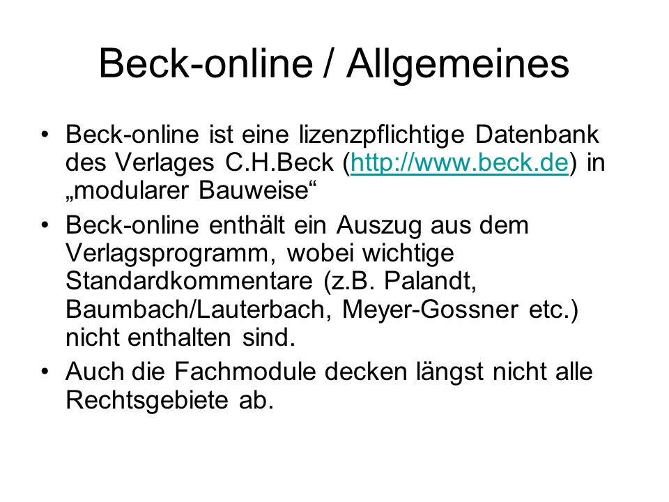Beck-online / Allgemeines