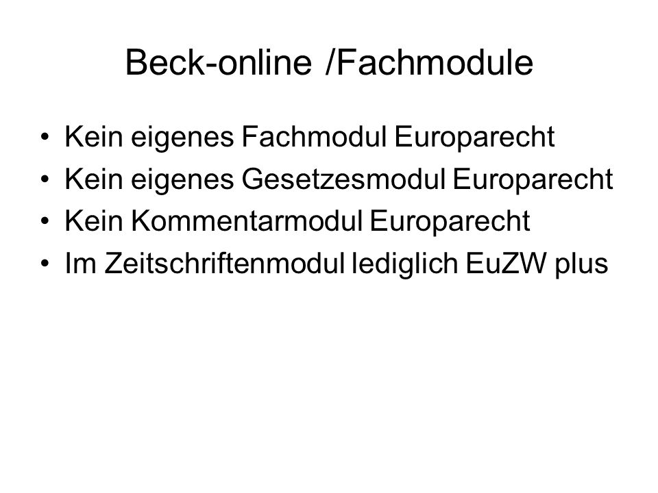 Beck-online /Fachmodule