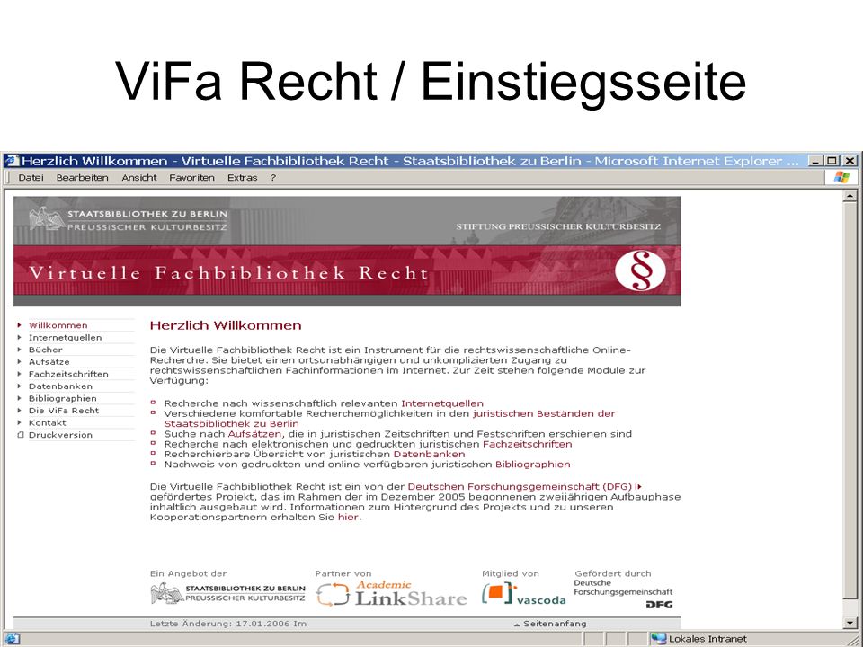 ViFa Recht / Einstiegsseite
