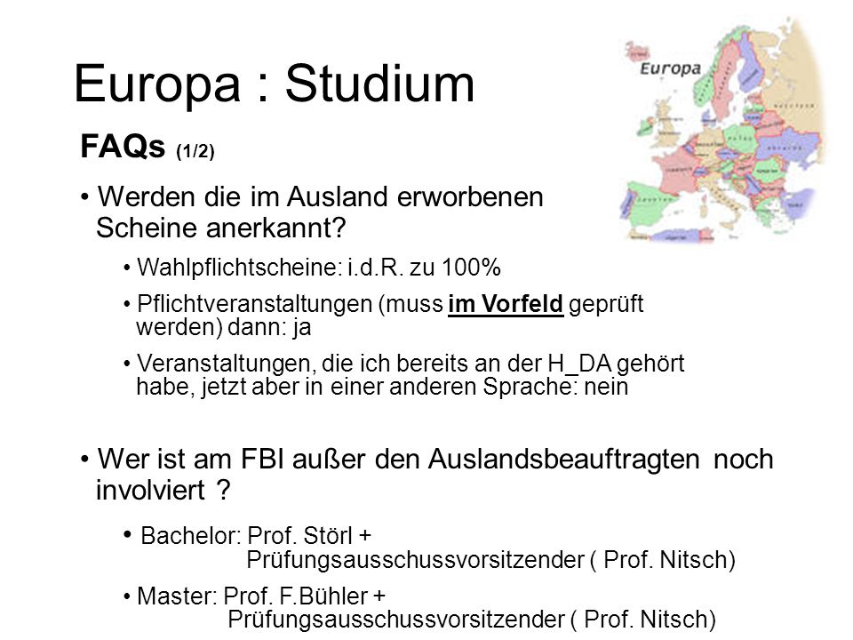 Europa : Studium FAQs (1/2)