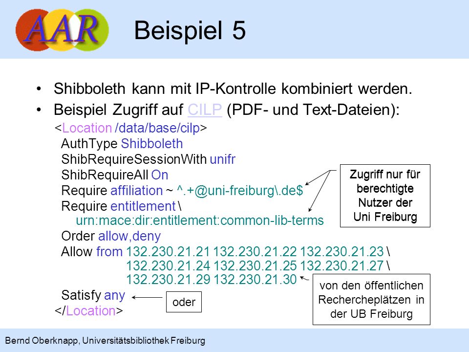 Beispiel 5 Shibboleth kann mit IP-Kontrolle kombiniert werden.
