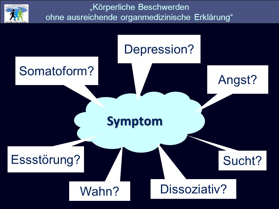 Symptom Depression Somatoform Angst Essstörung Sucht Dissoziativ