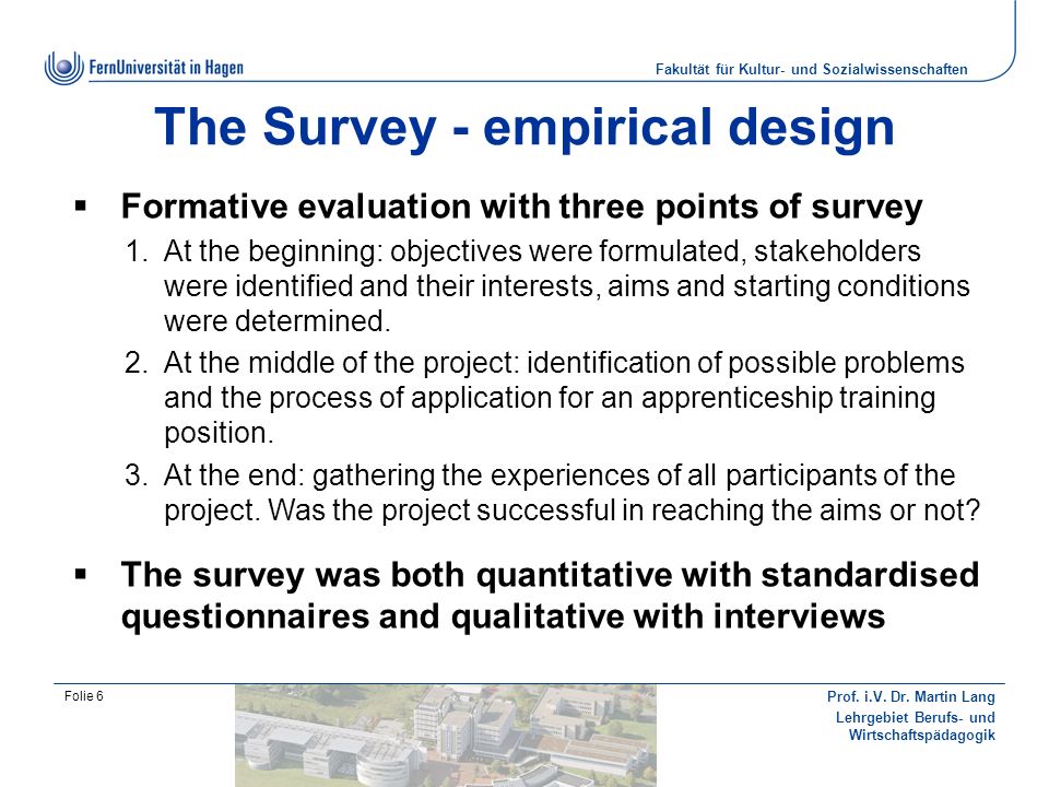 The Survey - empirical design