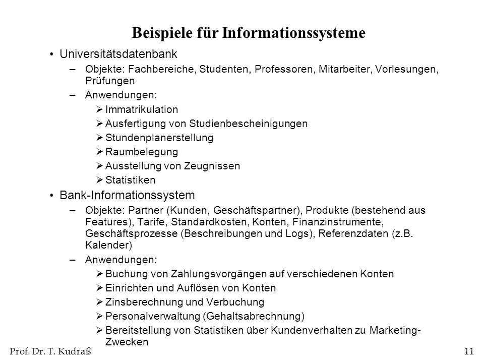 Beispiele für Informationssysteme