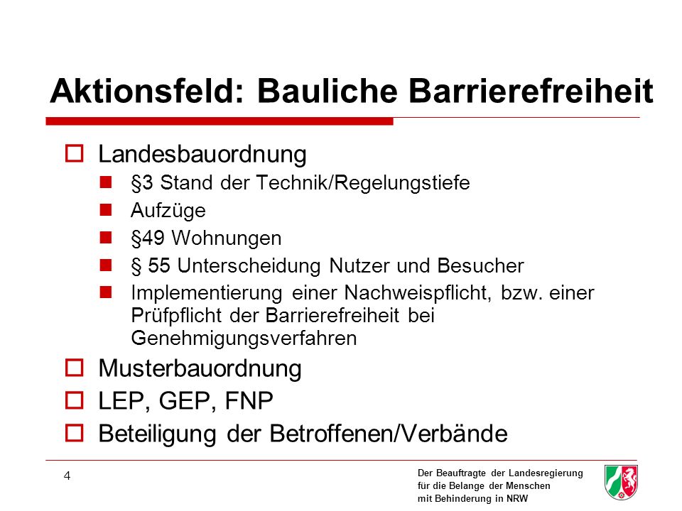 Aktionsfeld: Bauliche Barrierefreiheit