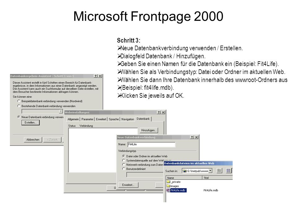 Microsoft Frontpage 2000 Schritt 3: