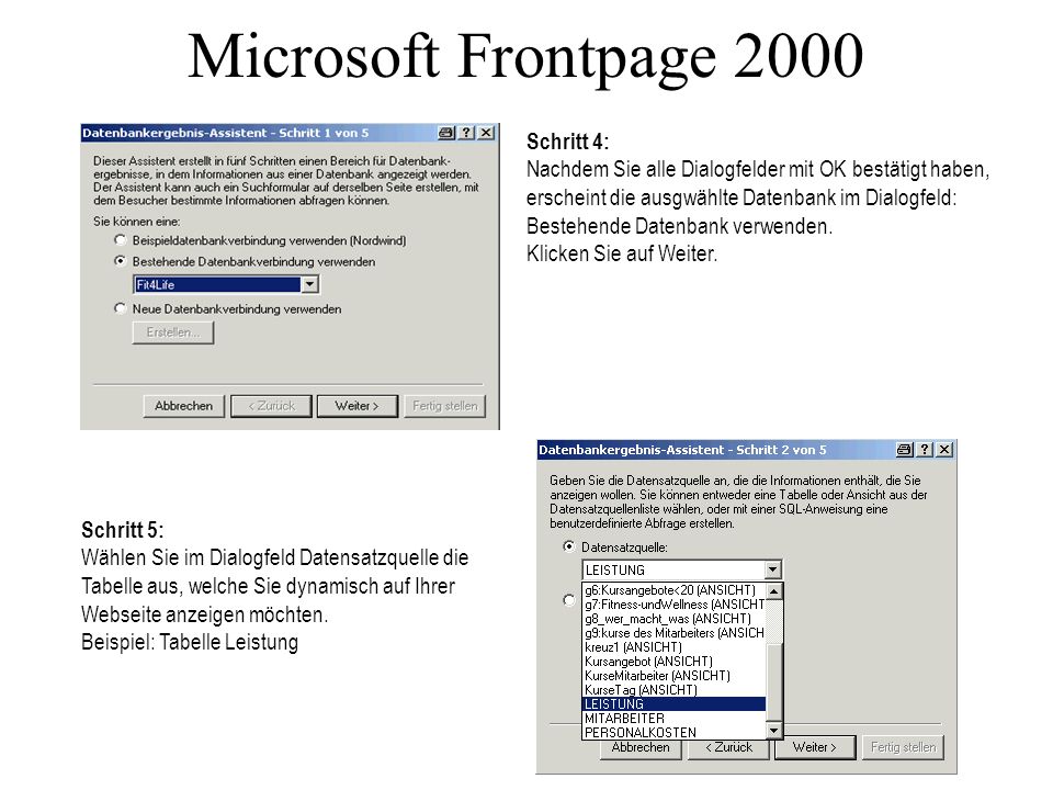Microsoft Frontpage 2000 Schritt 4: