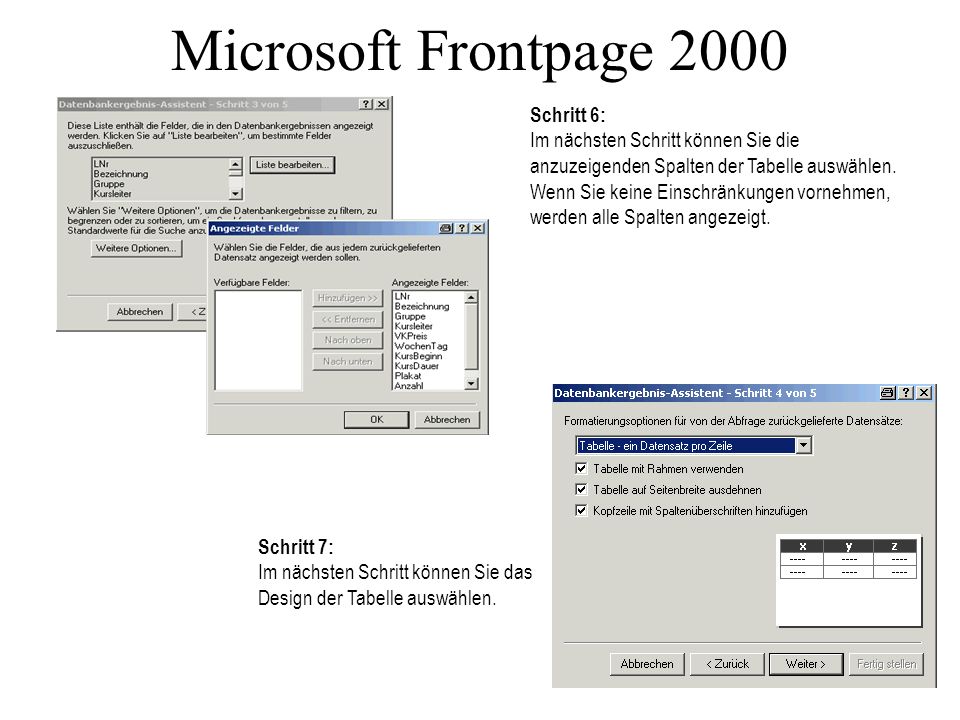 Microsoft Frontpage 2000 Schritt 6: