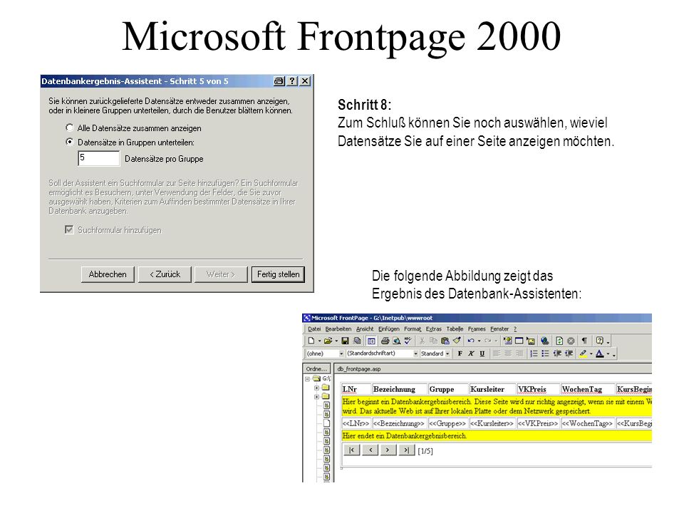 Microsoft Frontpage 2000 Schritt 8: