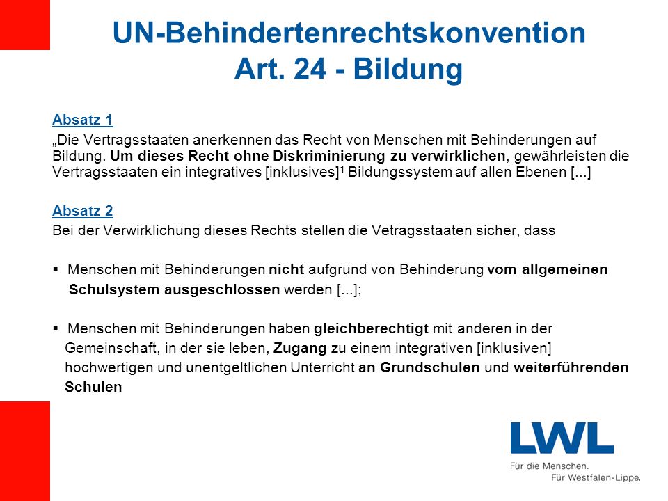 UN-Behindertenrechtskonvention Art Bildung