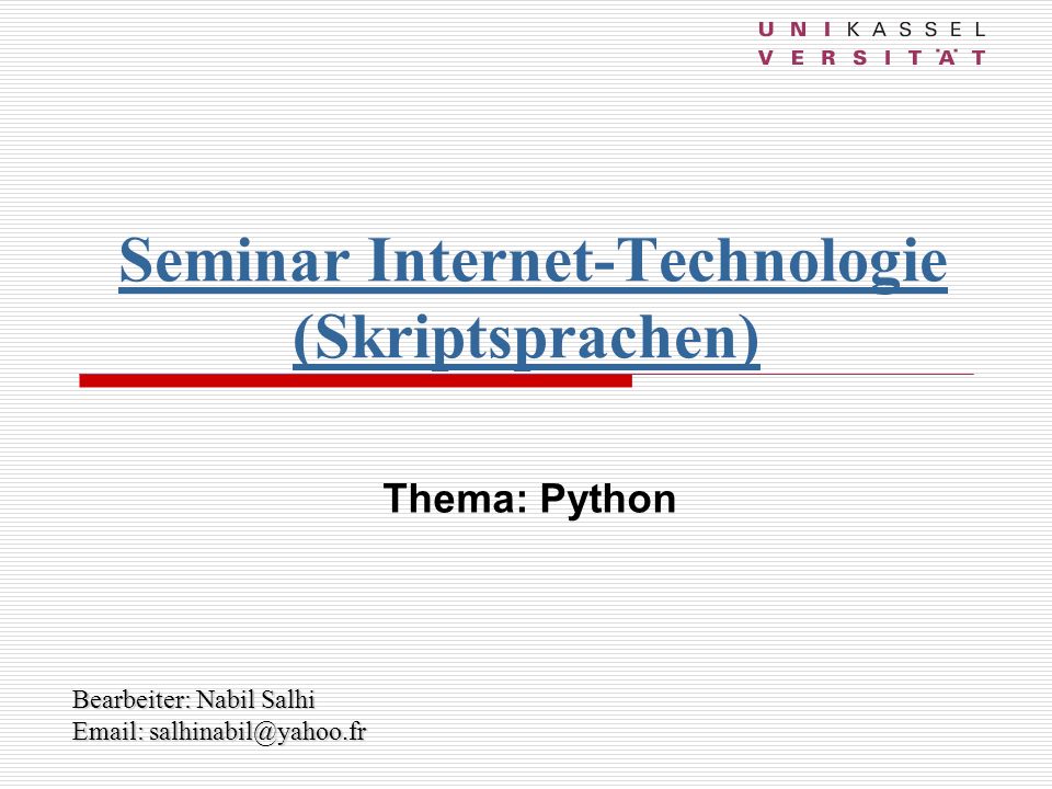 Seminar Internet-Technologie (Skriptsprachen)