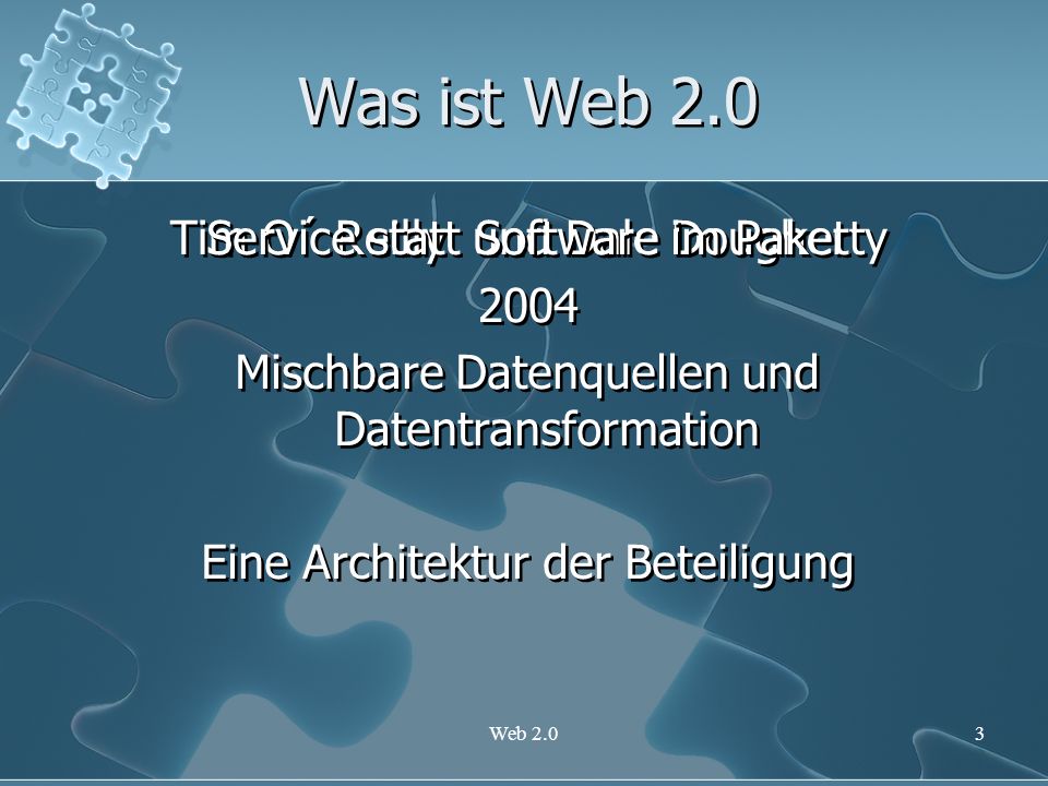 Was ist Web 2.0 Service statt Software im Paket