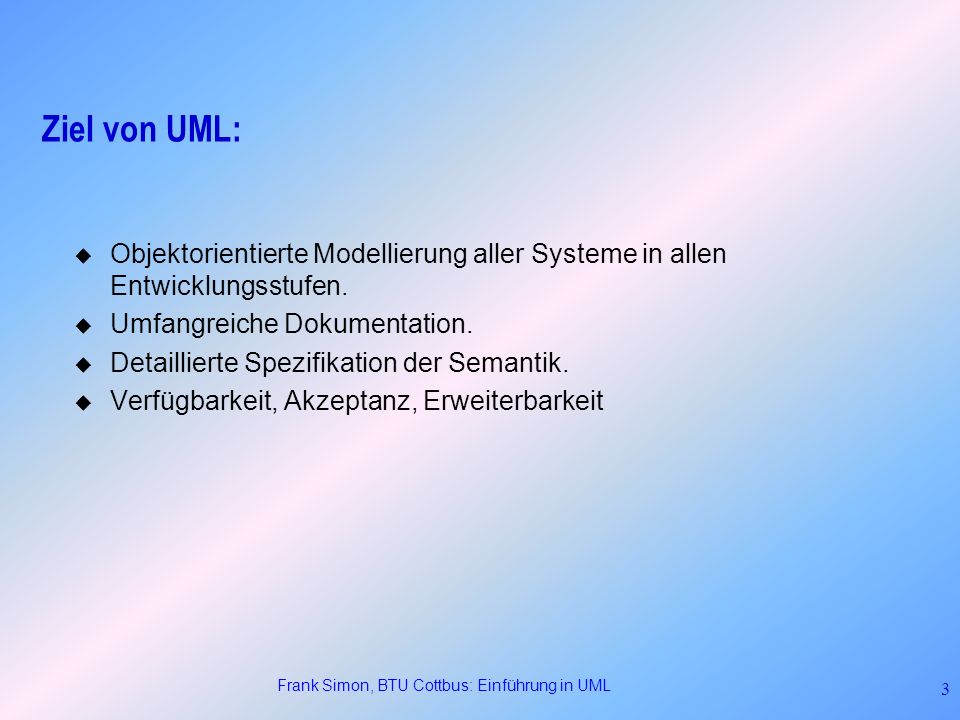 Frank Simon, BTU Cottbus: Einführung in UML