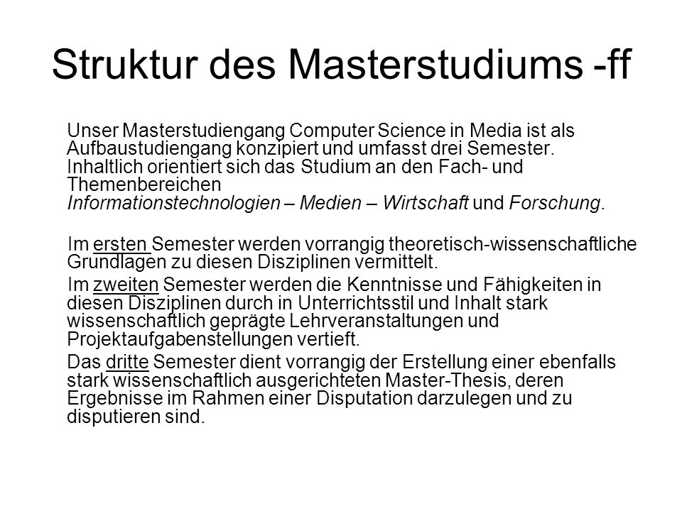 Struktur des Masterstudiums -ff