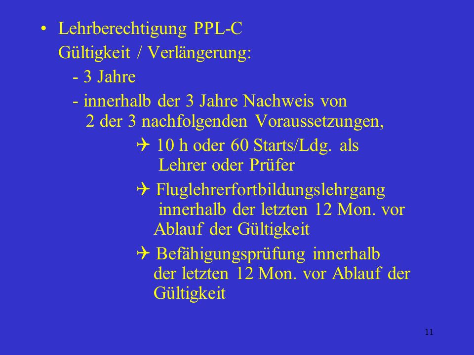 Lehrberechtigung PPL-C