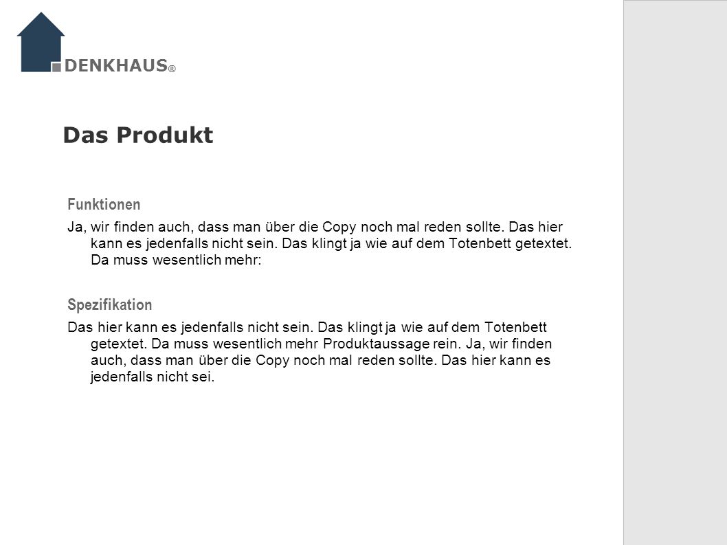 Das Produkt DENKHAUS® Funktionen Spezifikation