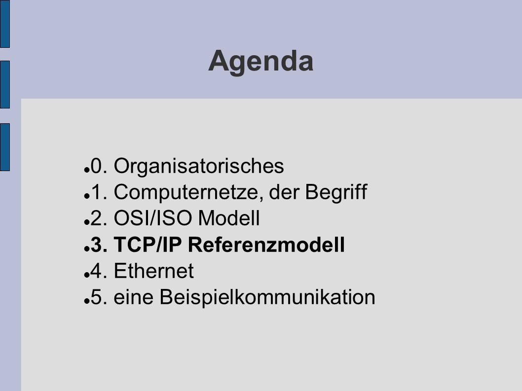 Agenda 0. Organisatorisches 1. Computernetze, der Begriff