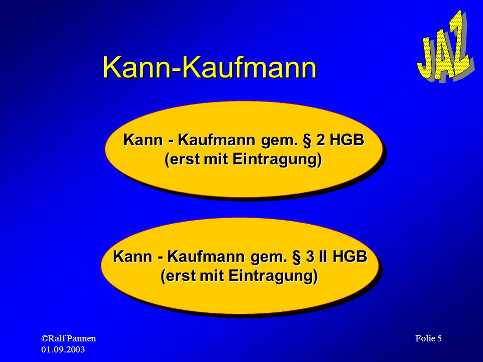 Kann - Kaufmann gem. § 2 HGB Kann - Kaufmann gem. § 3 II HGB