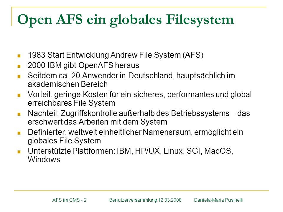 Open AFS ein globales Filesystem