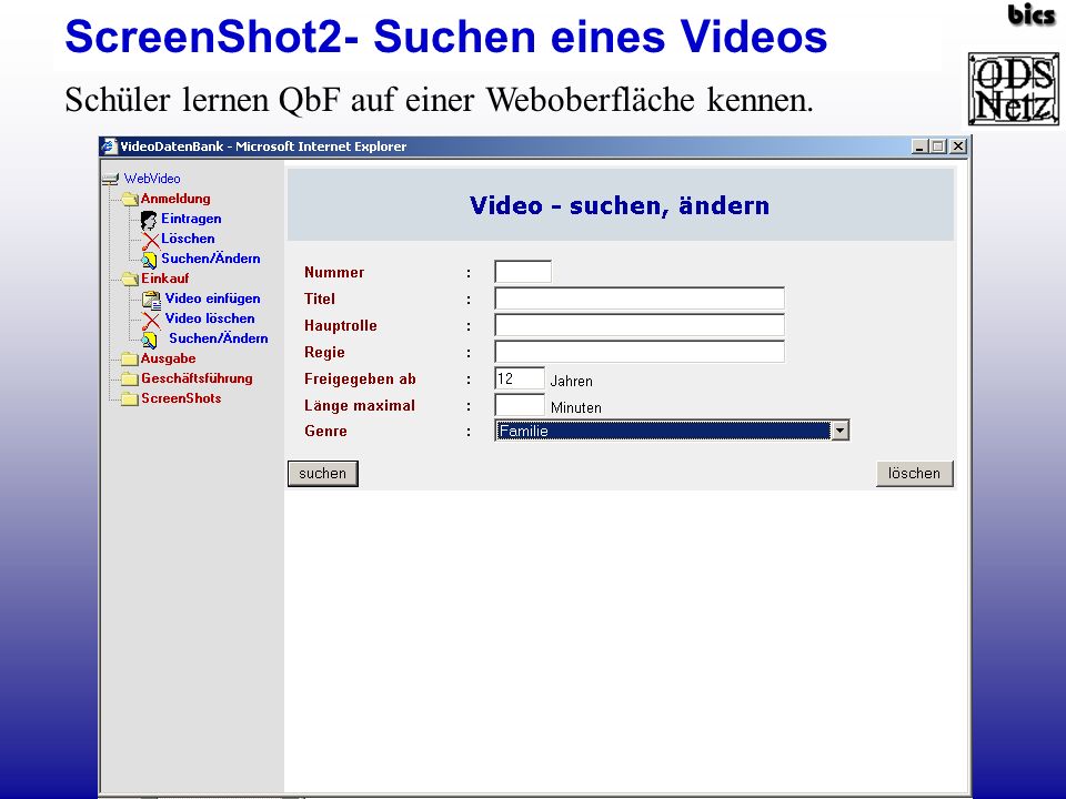ScreenShot2- Suchen eines Videos