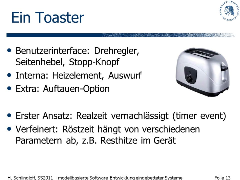 Ein Toaster Benutzerinterface: Drehregler, Seitenhebel, Stopp-Knopf