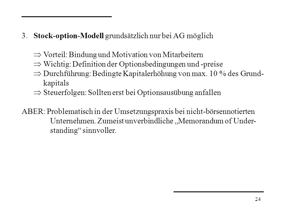 Stock options bei gmbh